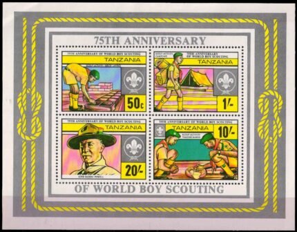 TANZANIA 1982, 75th Anniv of Boy Scout, Miniature Sheet, S.G.No 356 - 359, MNH