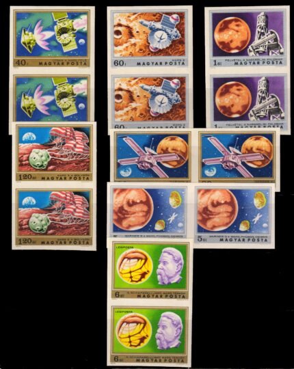 HUNGARY 1974-Space Mars Research Project, Planets, Satellite, Comp. Set of 7 Imperf Pairs, MNH, S.G. 2867-2873