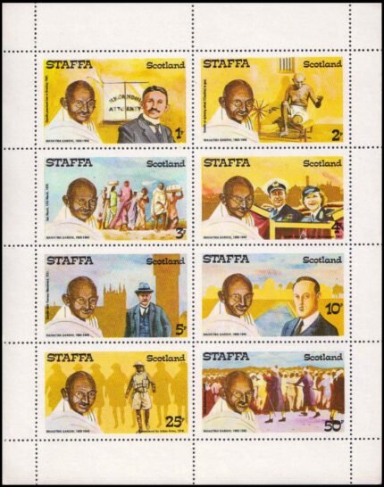 STAFFA Scotland, Sheetlet of 8 Stamps, Mint British Local Issue