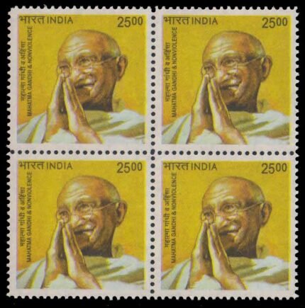 INDIA 2009-Mahatma Gandhi, Special Definitive, Block of 4, MNH
