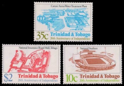 TRINDAD & TOBOGO 1982-20th Anniv. of Independence Stadium, Water Plant, Mall, Set of 3, MNH, S.G. 618, 619, 621