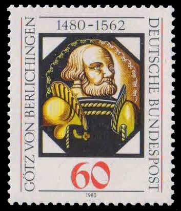 GERMANY 1980-Gotz Von Berlichingen, Glass Picture, Frankish Knight, 1 Value, MNH, S.G. 1916