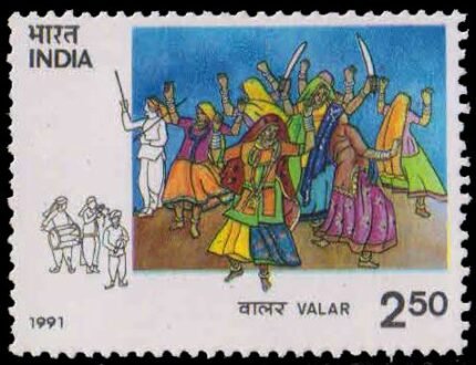 INDIA -30-4-1991, Tribal Dances-Valar Rajasthan, 2.50 Rs. S.G. 1448, Phila 1276