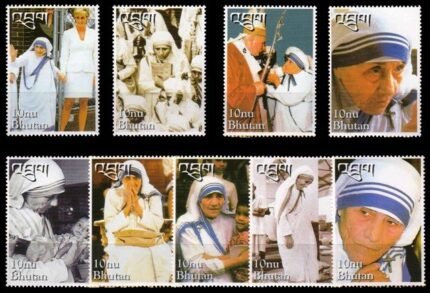 BHUTAN 1998 - Saint Mother Teresa, Nobel Prize Winner, Complete Set of 9, MNH