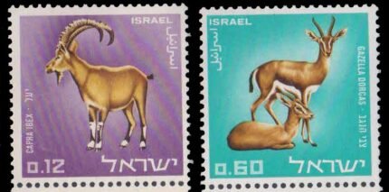 ISRAEL 1967 - Nature Reserves, Ibex, Gazelle, Animal, Set of 2 Stamps, MNH, S.G. 374, 376