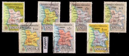 ANGOLA 1955 - Map Series, Angola Territory, Used Set of 7, S.G. 511-518