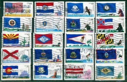 UNITED STATES OF AMERICA - 20 Different Flags, Used Postage Stamps