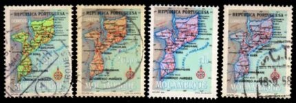 MOZAMBIQUE 1954 - Map Series, Mozambique Territory, 4 Different, Used Stamps