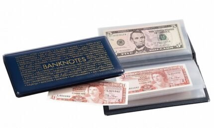 Lighthouse ROUTE Banknote Album 182, Pocket Album For 20 Banknotes, Pocket Size: 182 x 92 mm, Currency Album Made In Germany