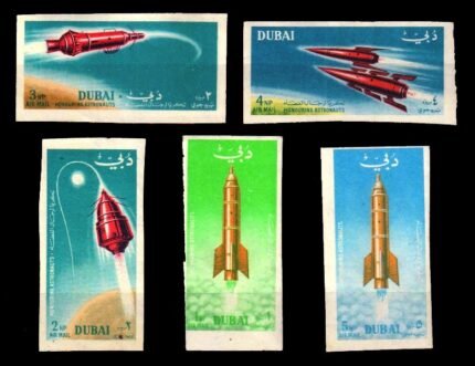 DUBAI 1964 - Honouring Astronauts, Space Crafts, Imperf, Set of 5, Mint Gum Wash, S.G. 60-64