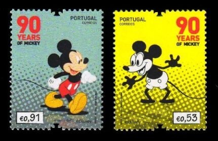 PORTUGAL 2018 - 90th Anniversary of Mickey Mouse, Walt Disney Cartoon, Set of 2 Stamps, MNH, S.G. 4662-4663