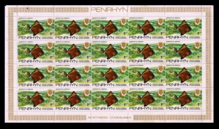 PENRHYN ISLAND 1974 - Fish Monodactylus Argenteus, Sheet of 20 Stamps, MNH, S.G. 57