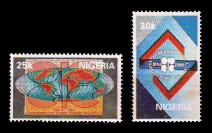 NIGERIA 1990 - OPEC, 30th Anniversary, Petroleum, Oil, Map, Set of 2 Stamps, MNH, S.G. 597-598