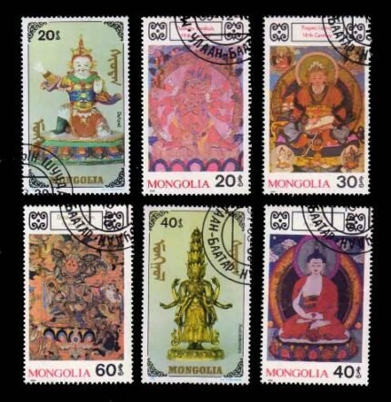 MONGOLIA 1989 - Buddhism and Buddha, Set of 6, Used Stamps