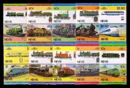 NEVIS - 28 Different Stamps, Railway, Locomotives, Mint Only