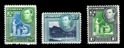 ST. VINCENT 1938 - King George VI, Set of 3 Stamps, Mint