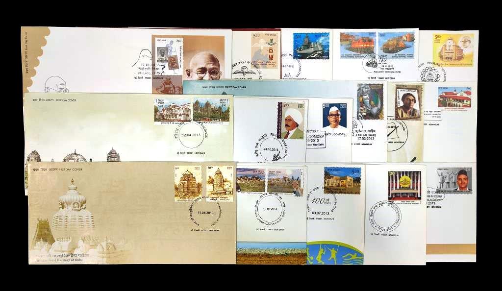 INDIA FIRST DAY COVERS 2013, 16 Different FDCs