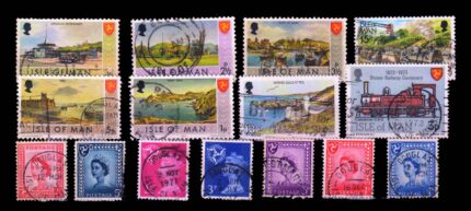 ISLE OF MAN - 15 All Different, Mostly Large Stamps