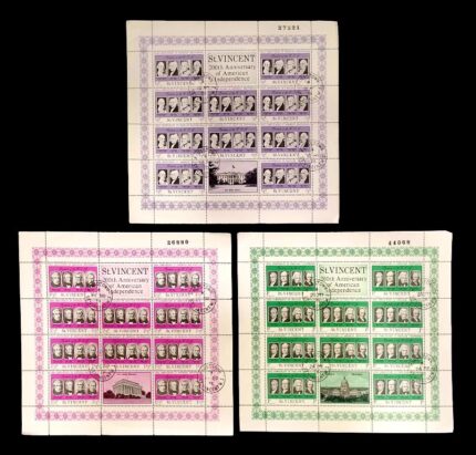 ST. VINCENT 1975 - Bicentenary of American Revolution, George Washington, Set of 3 Different Sheetlets (30 Stamps + Labels), S.G. 456-458