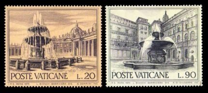 VATICAN CITY 1975 - European Architectural Heritage Year, Fountains, 2 Different Stamps, MNH, S.G. 633, 636