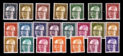 WEST BERLIN, Germany 1970-President Heinemann, Definitive Series, 22 Different, Mint Never Hinged, S.G. B 350-B 372