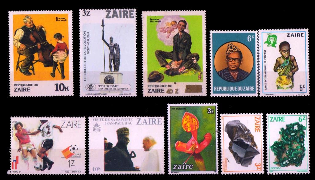 ZAIRE 10 DIFFERENT MINT