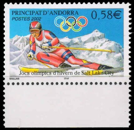 ANDORRA French 2002-Winter Olympic Games, Salt Lake City, U.S.A-1 Value-MNH-S.G. F 616-Cat £ 5-00