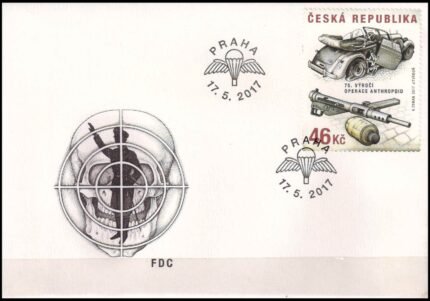 CZECH REPUBLIC 2017-Reinhard Heydrichs Car, Machine Gun and Hand Grenade, 1 Value on F.D.C., MS 876-Cat £ 13.50