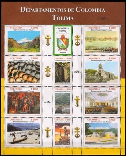 COLOMBIA 2004-Departments 4th Issue, Tolima, Set of 12 Stamps, Cat £ 54-MNH, S.G. 2349-2360