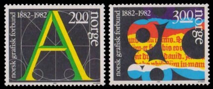NORWAY 1982-Cent. of Graphical Union of Norway, Printing, Set of 2, MNH, S.G. 905-906-Cat £ 2.50