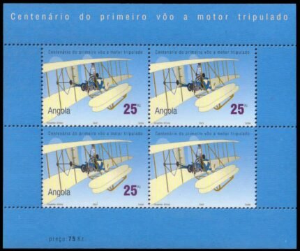 ANGOLA 2003-Centenary of Powered Flight, Aircraft-Biplane, Sheet of 4, MNH, S.G. 1670-Cat £ 11-