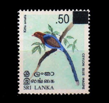 SRI LANKA 2005 - Bird, Ceylone Blue Magpie, Surcharged Issue, 50c on 10c, 1 Value MNH, S.G. 1725, Cat. Value £ 2.50