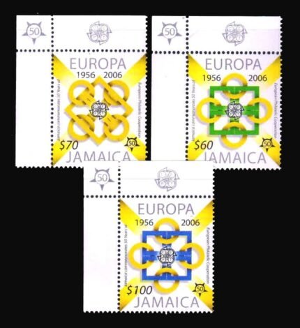 JAMAICA 2005 - 50th Anniversary of Europa Stamps, CEPT Emblem, Set of 3 Stamps, MNH, S.G. 1079-1081, Cat. £ 5.85