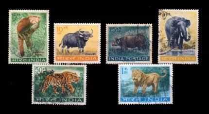 INDIA 1963 - Wild Life Preservation, Elephant, Panda, Tiger, Set of 6, Used Stamps, S.G. 460, 472-476