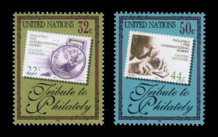 UNITED NATIONS 1997 - Tribute to Philately, Stamp on Stamp, Set of 2 Stamps, MNH, S.G. 734-735, Cat. £ 3