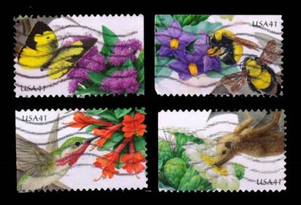 UNITED STATES OF AMERICA (USA) 2007 - Flora and Fauna, Flower, Bee, Bat, Butterfly, Set of 4, Used Stamps, S.G. 4725-4728, Cat. £ 4