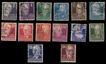 GERMANY WEST 1948 - Politician, Artists, Scientist, Used, Set of 14 Stamps, S.G. R33-R48 Cat. £ 44.00