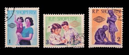 ALBANIA 1965 - International Children Day, Mother and Child, Set of 3 Stamps, Used, S.G. 909-911
