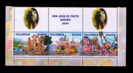 COLOMBIA 2003 - Negros Y Blancos Carnival, Pasto, Set of 3 Stamps, MNH, S.G. 2276-2278