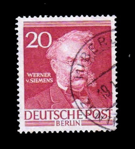 BERLIN (Germany) 1952 - Werner V. Siemens, Electrical Engineer, 1 Value Used Stamp, S.G. B97