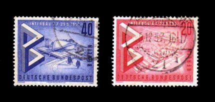 BERLIN (Germany) 1957 - Building Exhibition, Set of 2 Used Stamps, S.G. B157-158, Cat. £ 5.40