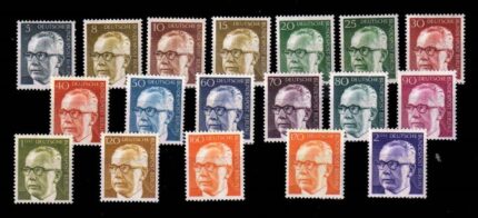 WEST BERLIN, Germany 1970 - President Heinemann, Definitive Series, 18 Different, Mint Never Hinged, S.G. B 350-B 372