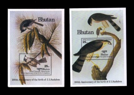 BHUTAN 1985 - Birds, Birth Bicentenary of John J. Audubon, Ornithologist, Set of 2 Miniature Sheet, MNH, S.G. MS 632-633, Cat. £ 15