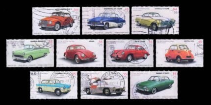 GERMANY 2002 - Cars, BMW, Mercedes, Volkswagon, Borgward, Ford, Wartburg, Opel, Set of 10 Used Stamps, Cat. £ 36