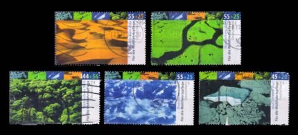 GERMANY 2004 - Climate Zone, Iceberg, Green Land, Mountain, Tibet, Dunes, Sahara Desert, Rainforest, River, Set of 5 Stamps, Used, S.G. 3293-3297, Cat. £ 20