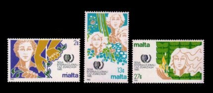 MALTA 1985 - International Youth Year, Boy and Hands Planting Vine-Flower, Set of 3 Stamps, MNH, S.G. 756-758