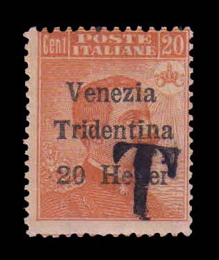 TRENTINO 1919 - 20H. Stamp, Italian Colony, 1 Value Used Stamp