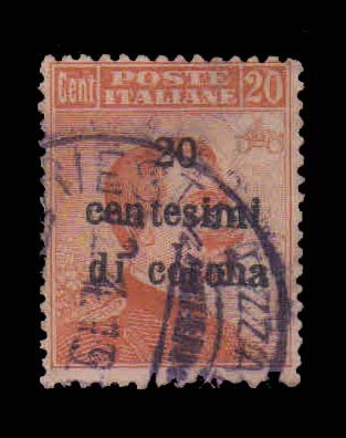 TRENTO AND TRIESTE 1919 - 20C. Stamp, Italy Stamp Ovpt. Italian Colony, 1 Value Used Stamp