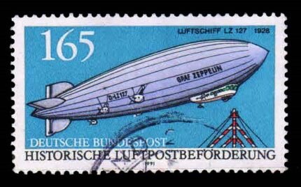 GERMANY 1991 - Airship LZ-127 Graf Zeppelin, 1 Value Stamp, Used, S.G. 2360, Cat. £ 4.25