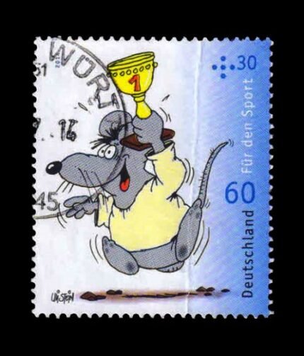 GERMANY 2014 - Sports Promotion, Cartoon Character, Sprint Mouse, 1 Value Stamp, Used, S.G. 3918, Cat. £ 6.25